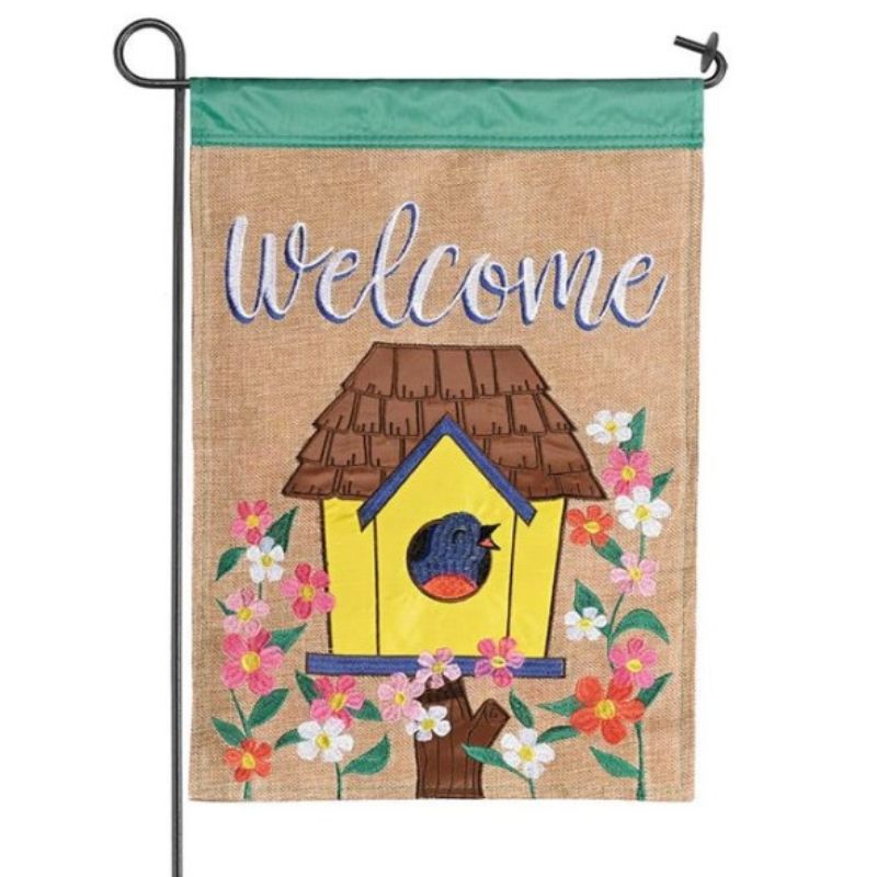 Welcome Birdhouse Garden Flag